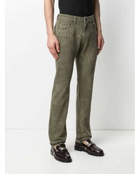 Мужские оливковые джинсы с принтом от Etro