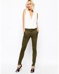 Оливковые джинсы скинни от Vero Moda