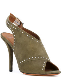 Женские оливковые замшевые босоножки от Givenchy