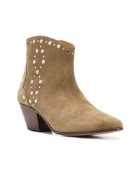 Оливковые замшевые ботильоны от Isabel Marant
