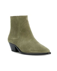 Оливковые замшевые ботильоны от Isabel Marant