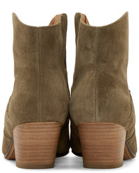 Оливковые замшевые ботильоны от Isabel Marant