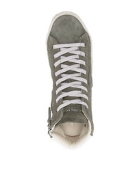 Мужские оливковые замшевые высокие кеды от Philippe Model Paris