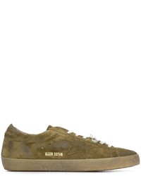 Мужские оливковые замшевые кеды от Golden Goose Deluxe Brand