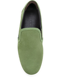 Мужские оливковые замшевые кеды от Jimmy Choo