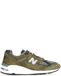 Мужские оливковые замшевые кеды от New Balance