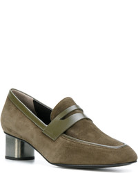 Женские оливковые замшевые лоферы от Robert Clergerie