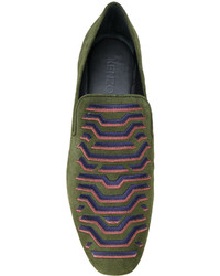 Женские оливковые замшевые лоферы от Kenzo