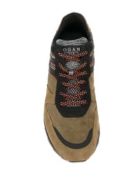 Мужские оливковые замшевые низкие кеды от HOGAN REBEL