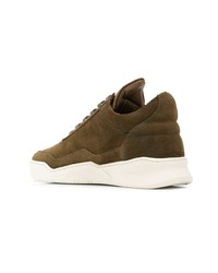 Мужские оливковые замшевые низкие кеды от Filling Pieces