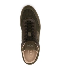 Мужские оливковые замшевые низкие кеды от Tod's