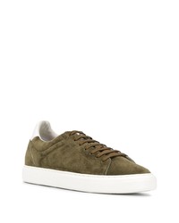 Мужские оливковые замшевые низкие кеды от Brunello Cucinelli
