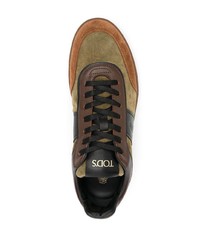 Мужские оливковые замшевые низкие кеды от Tod's