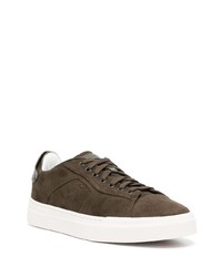 Мужские оливковые замшевые низкие кеды от Santoni