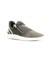 Мужские оливковые замшевые низкие кеды от Giuseppe Zanotti Design