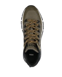 Мужские оливковые замшевые повседневные ботинки от BOSS