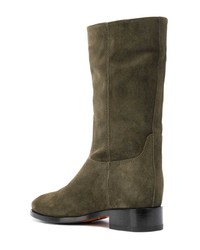 Оливковые замшевые полусапоги от Santoni