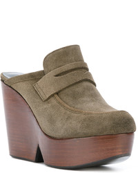 Оливковые замшевые сабо от Robert Clergerie