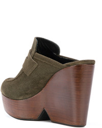 Оливковые замшевые сабо от Robert Clergerie