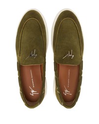 Оливковые замшевые туфли дерби от Giuseppe Zanotti