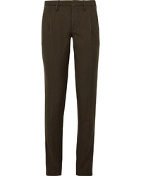 Оливковые классические брюки с узором "в ёлочку"