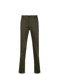 Оливковые классические брюки с узором "гусиные лапки"
