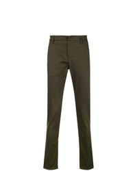 Мужские оливковые классические брюки с узором "гусиные лапки" от Dondup