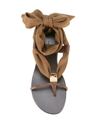 Оливковые кожаные босоножки на каблуке от Giuseppe Zanotti Design