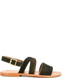 Женские оливковые кожаные босоножки от Marni