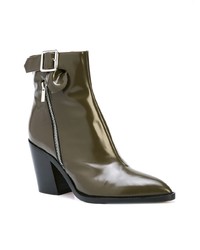 Оливковые кожаные ботильоны от Derek Lam