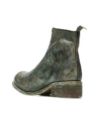 Оливковые кожаные ботильоны от Guidi