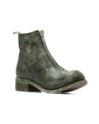 Оливковые кожаные ботильоны от Guidi