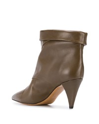 Оливковые кожаные ботильоны от Isabel Marant