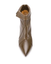 Оливковые кожаные ботильоны от Isabel Marant