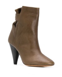 Оливковые кожаные ботильоны от Isabel Marant