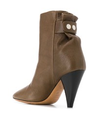 Оливковые кожаные ботильоны от Isabel Marant
