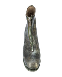 Мужские оливковые кожаные ботинки челси с камуфляжным принтом от Guidi