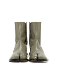 Мужские оливковые кожаные ботинки челси от Maison Margiela