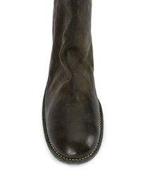 Мужские оливковые кожаные ботинки челси от Guidi