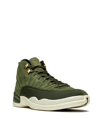 Мужские оливковые кожаные высокие кеды от Jordan