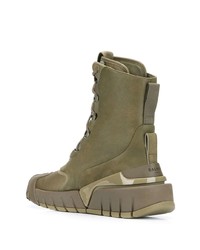 Мужские оливковые кожаные высокие кеды от Balmain