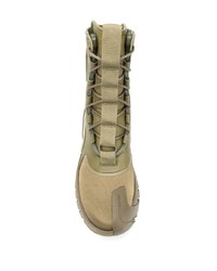 Мужские оливковые кожаные высокие кеды от Balmain