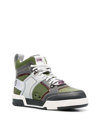 Мужские оливковые кожаные высокие кеды от Moschino