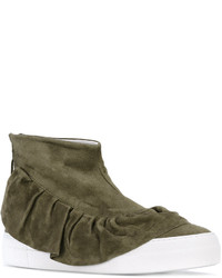 Женские оливковые кожаные высокие кеды от Joshua Sanders