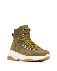 Мужские оливковые кожаные высокие кеды от DSQUARED2