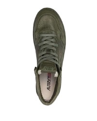 Мужские оливковые кожаные высокие кеды от AUTRY