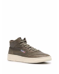 Мужские оливковые кожаные высокие кеды от AUTRY