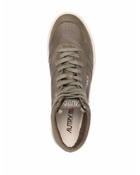 Мужские оливковые кожаные высокие кеды от AUTRY