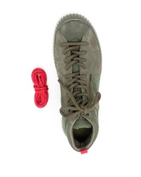 Мужские оливковые кожаные высокие кеды от OSKLEN