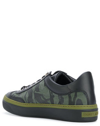 Мужские оливковые кожаные кеды от Jimmy Choo